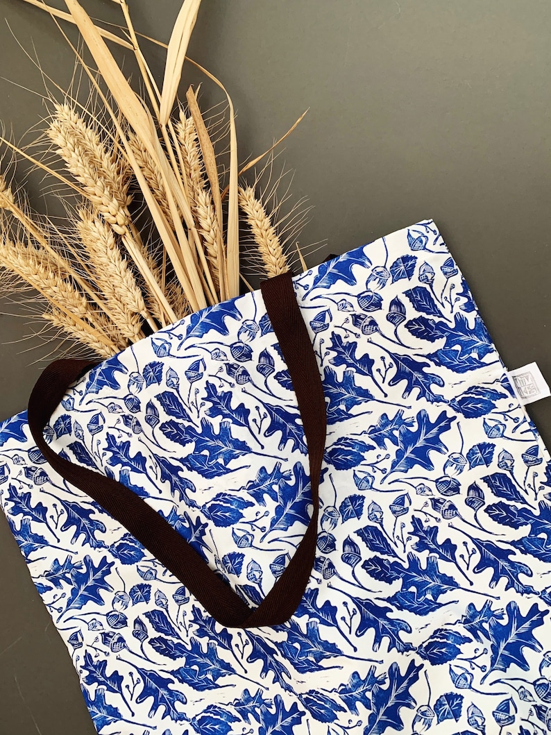 Acorn Tote Cotton Shopping Bag Picnic Bag Sports Bag Market Bag Yoga Bag Shoulder Bag Handmade Large