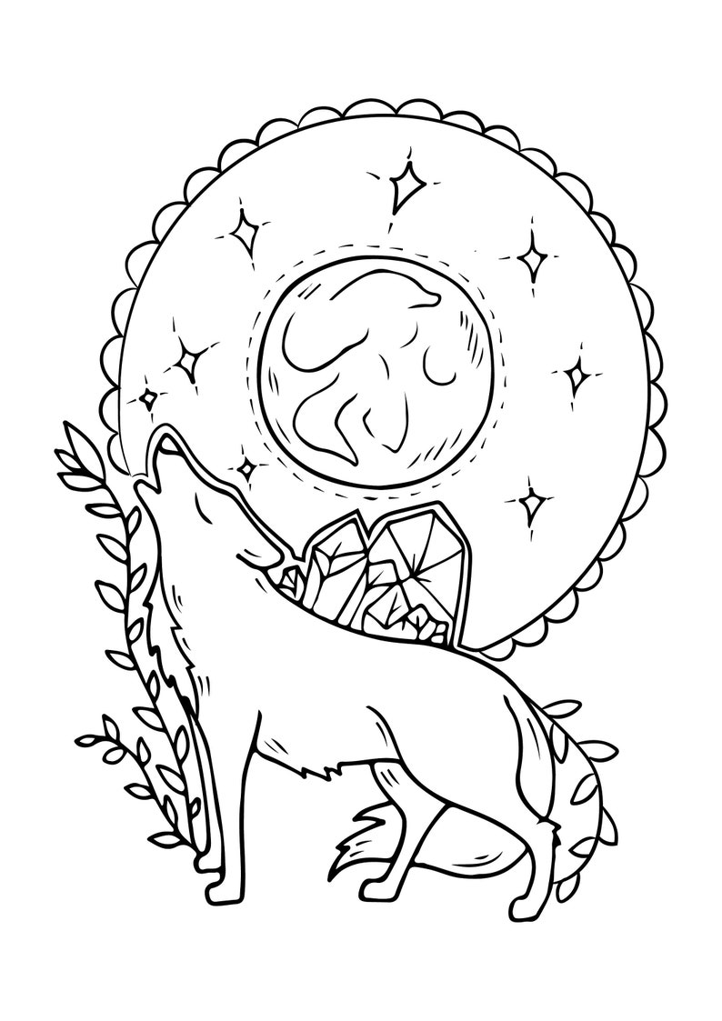 Download WOLF Spirit Animal-Print/Coloring Page | Etsy