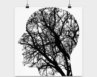 Chiropractor Art - Face Art - Tree Art - Tree And Face Art Design - Chiropractic Art - Face Posters - Tree Posters