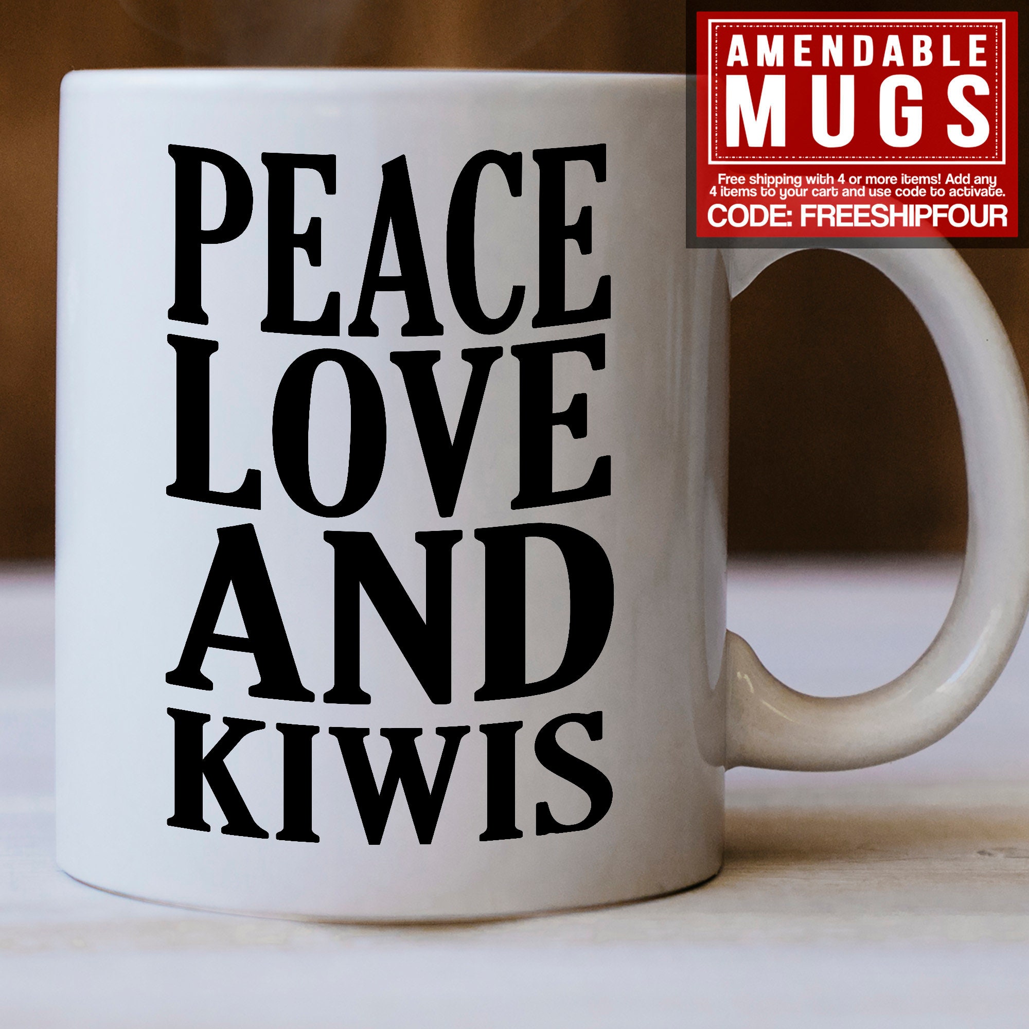 Kiwi Gift Paz Amor y Kiwis Taza Funny Kiwi Mug Ideal Etsy