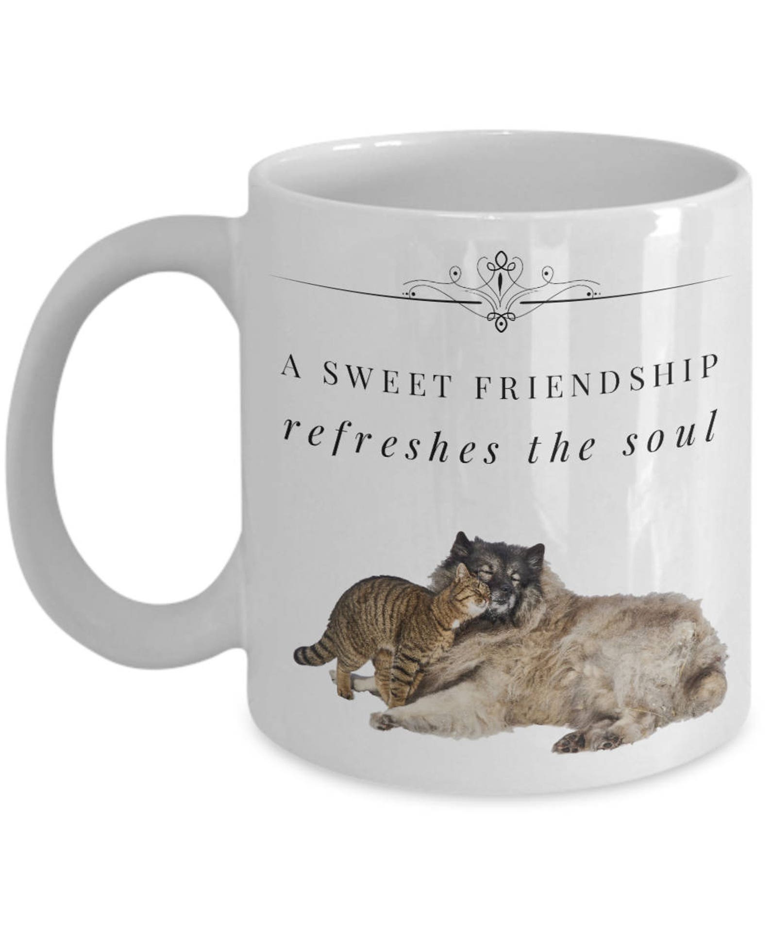 Dog Cat Mug Dog Cat Gift Dog and Cat Mug Friendship Mug Etsy
