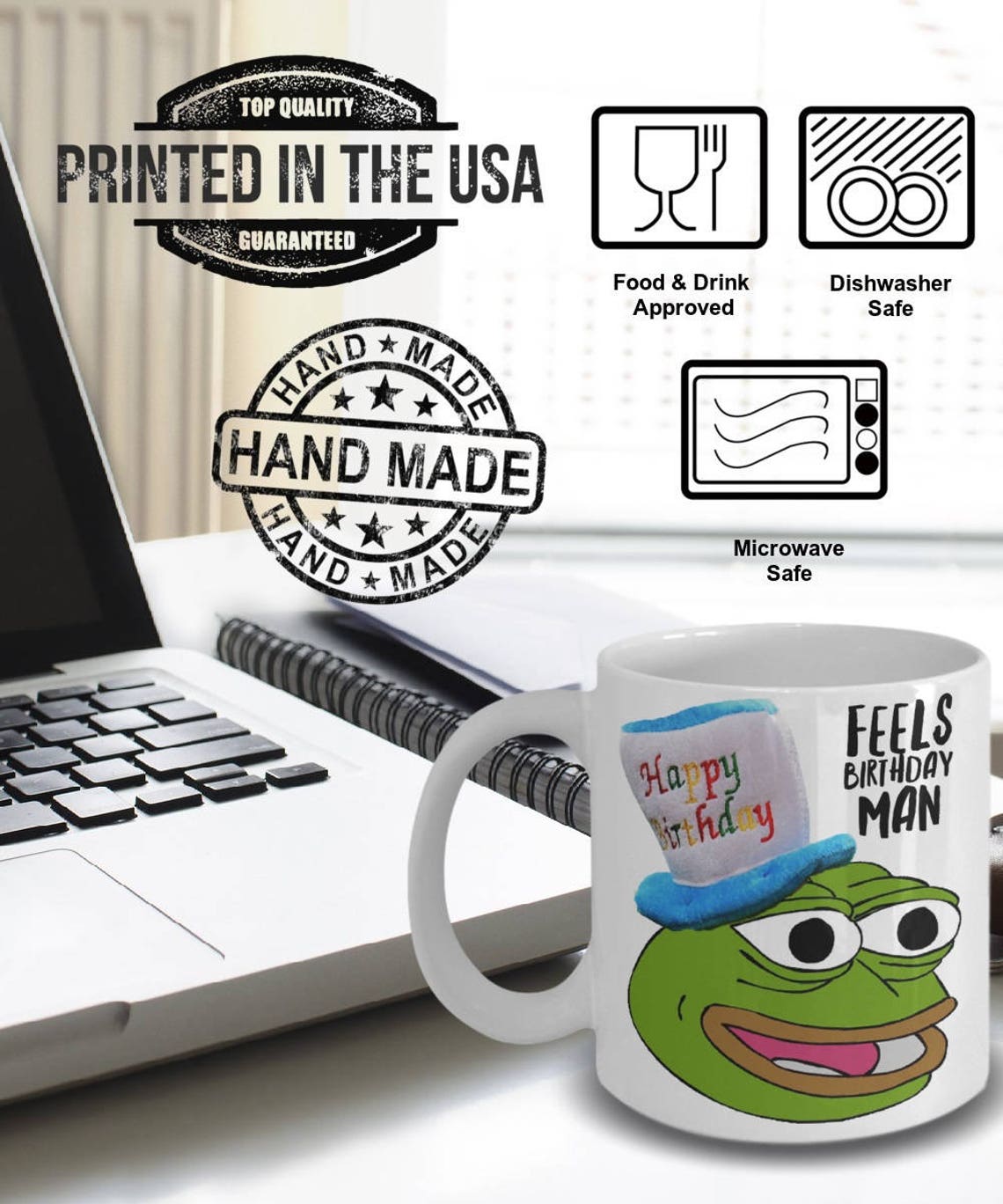 Pepe The Frog Mug Happy Birthday Gift Feels Birthday Man | Etsy