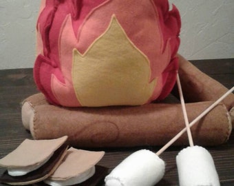 Pretend Play  Felt Campfire and  Smores Play Food Set