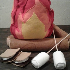Pretend Play  Felt Campfire and  Smores Play Food Set