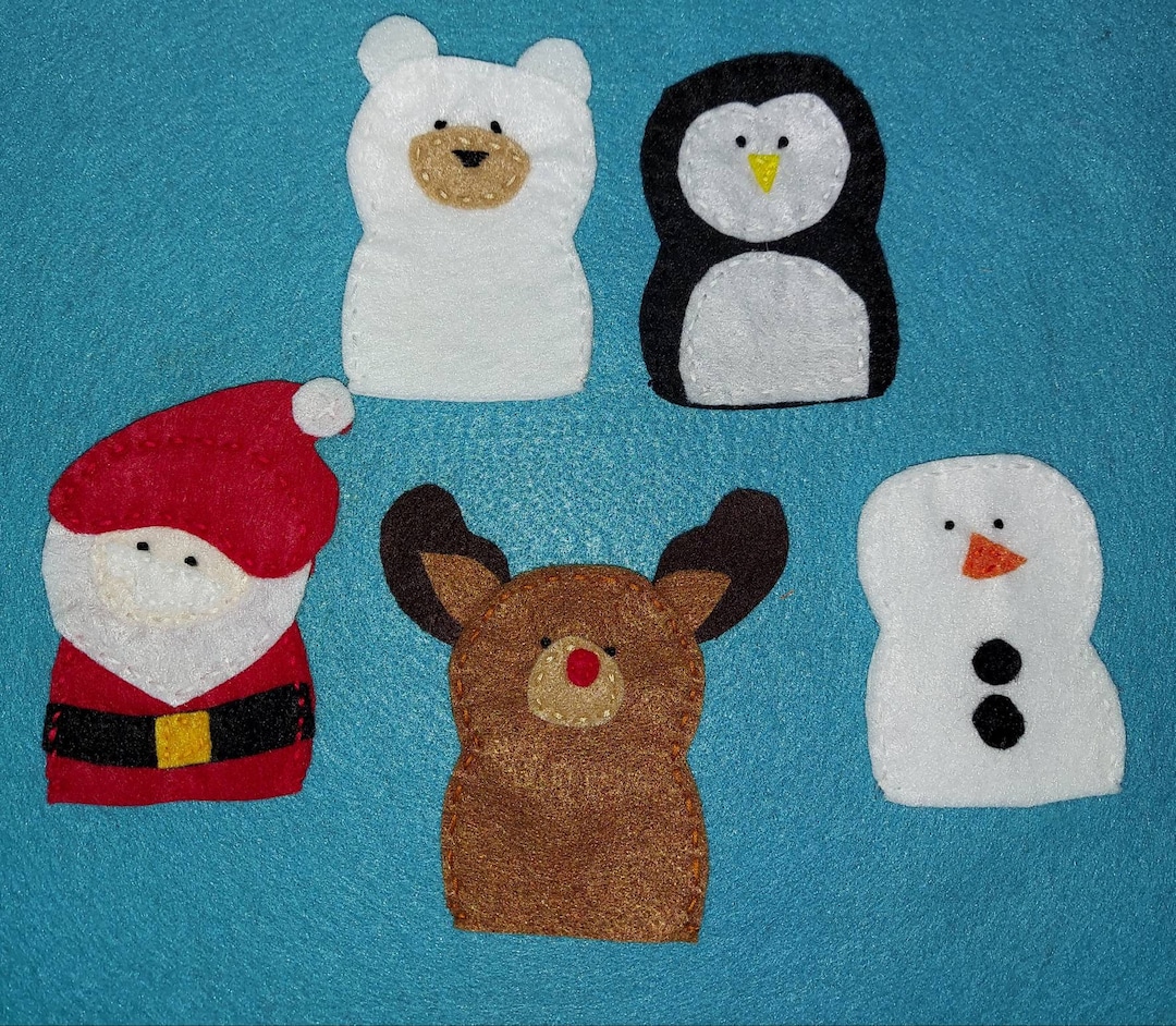Weihnachts-Fingerpuppen 5 Stück - Bunte Plüschpuppen Für Kinder