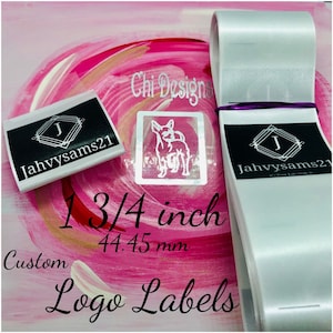 1 3/4 inch Custom Logo Labels (/44.45mm) / Satin Logo Tags / Washable Clothing labels / Custom Clothing Tags / Thermal Printed Clo