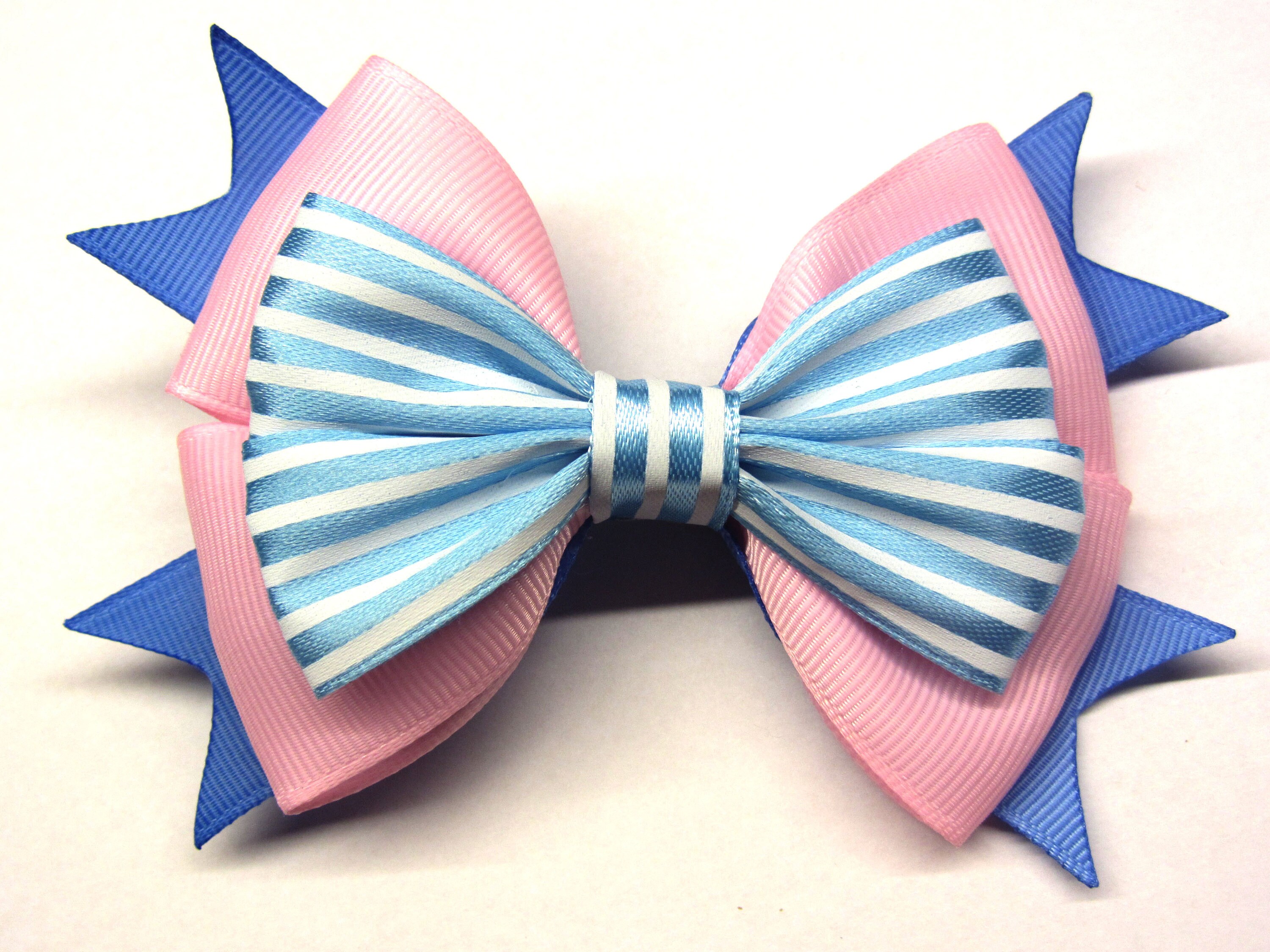 Pink blue girl bow Girl pink hairbow Pink baby Girls hair bow Etsy