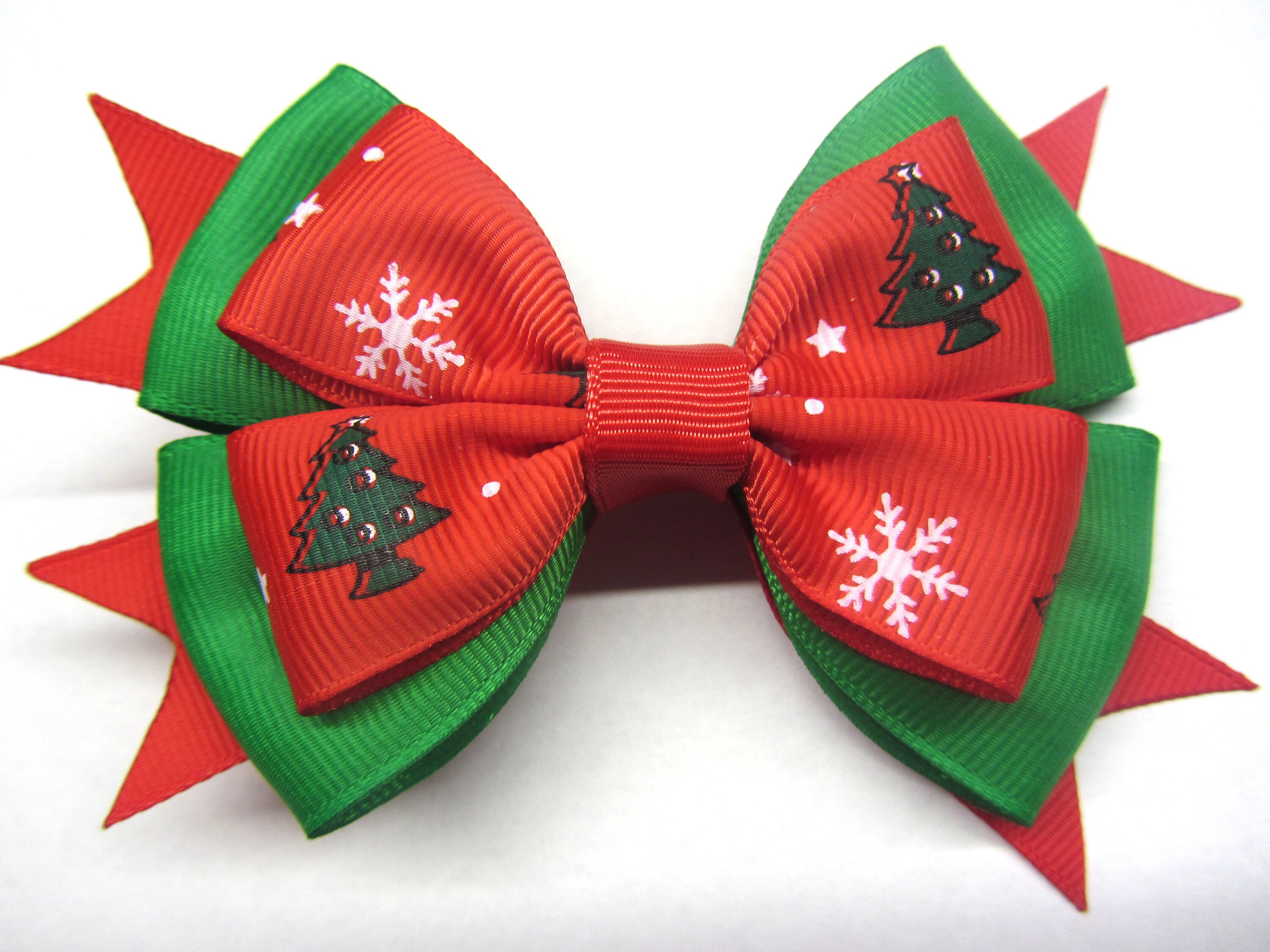 Christmas Bow Red Green Hair Bow Holiday Hair Bow Christmas Etsy