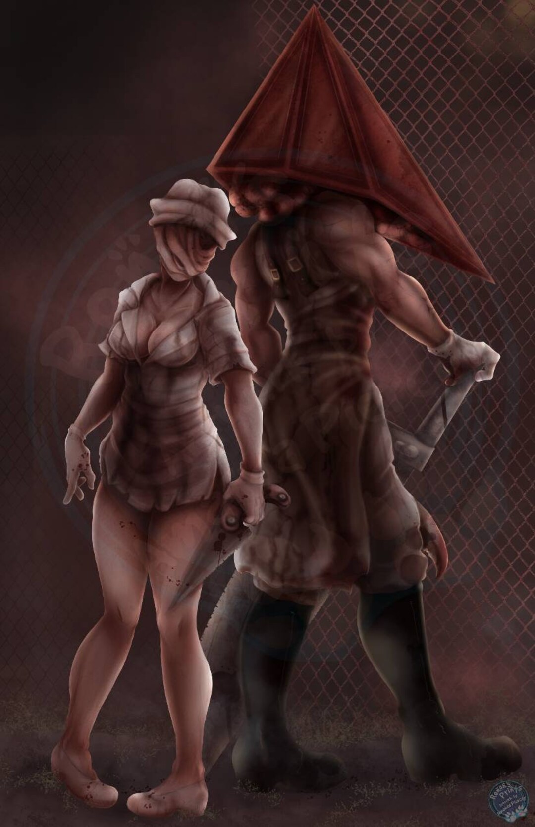 Pyramid head and nurse fanart! : r/silenthill