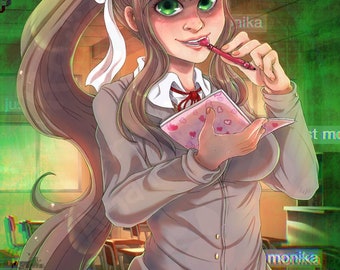 Just Monika - Doki Doki Literature Club - 11x17 Tabloid-sized Print - updated 2021