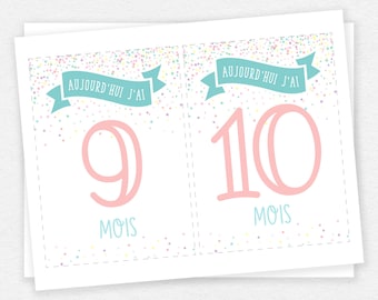 Cartes étapes Bébé "Ma Première Année" - 26 Visuels Pour Photos Souvenirs - De La Naissance à 1 An