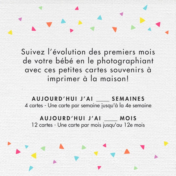 Carte Etape Bebe Cartes Souvenirs Premiere Annee De Bebe Etsy