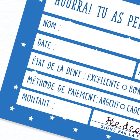 Recu De La Fee Des Dents Etsy India Recu De La Fee Des Dents Etsy India