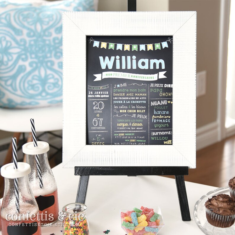 Party Supplies Affiche Premier Anniversaire Tableau Noir 1er Anniversaire 1 An Affiche Souvenir Personnalis U00e9e F U00eate D U19enfant Tableau Ardoise B U00e9b U00e9 Paper Party Supplies