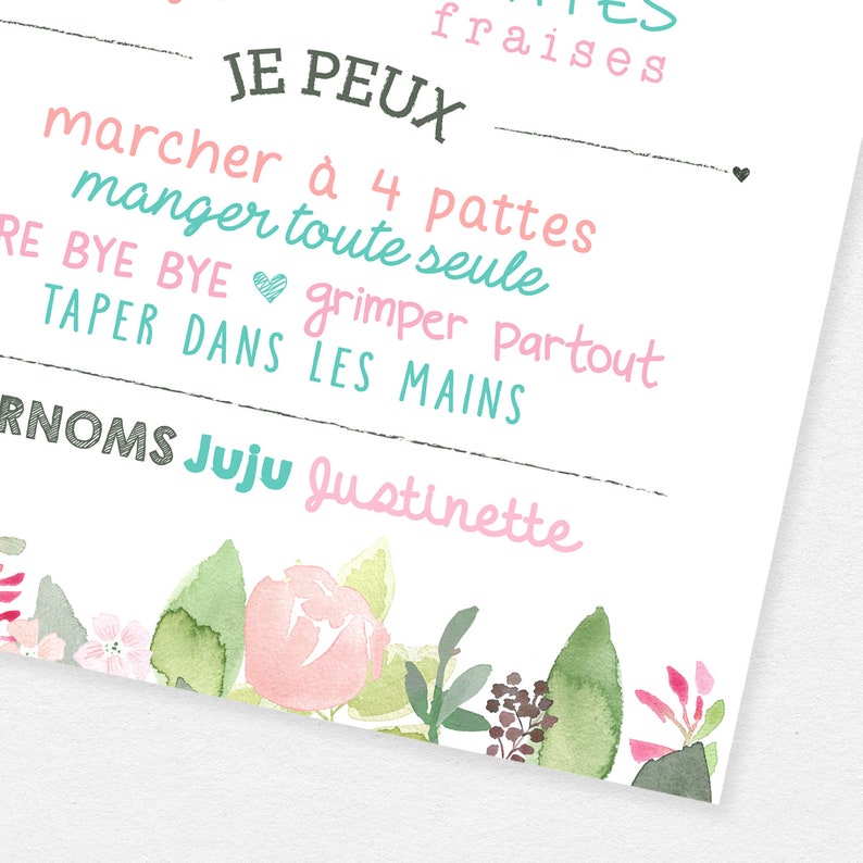 Affiche Premier Anniversaire Floral B U00e9b U00e9 F U00eate D U19enfant Affiche Souvenir Personnalis U00e9e Fleur 1 An Backdrops Props Paper Party Supplies Lotusresort In