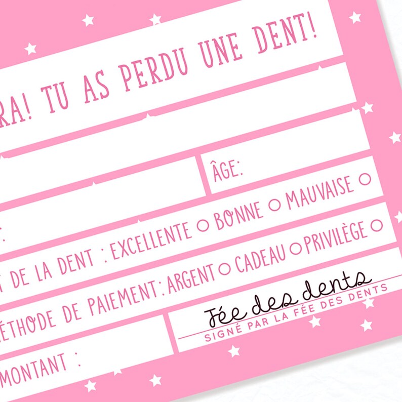 Est-ce Que La Fée Des Dents Existe Ensemble pour fée des dents Reçu de la fée des dents | Etsy