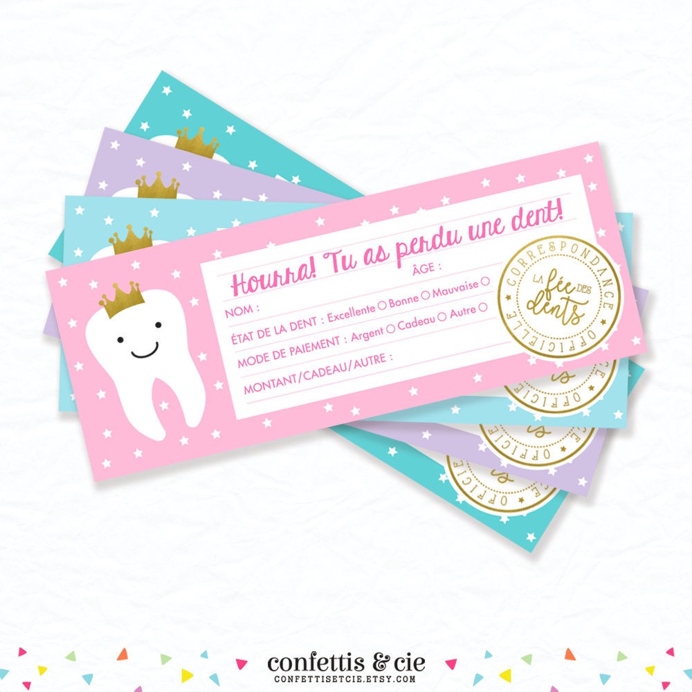 Ensemble Pour Fee Des Dents Recu De La Fee Des Dents Etsy