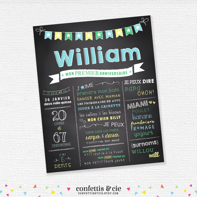 Party Supplies Affiche Premier Anniversaire Tableau Noir 1er Anniversaire 1 An Affiche Souvenir Personnalis U00e9e F U00eate D U19enfant Tableau Ardoise B U00e9b U00e9 Paper Party Supplies