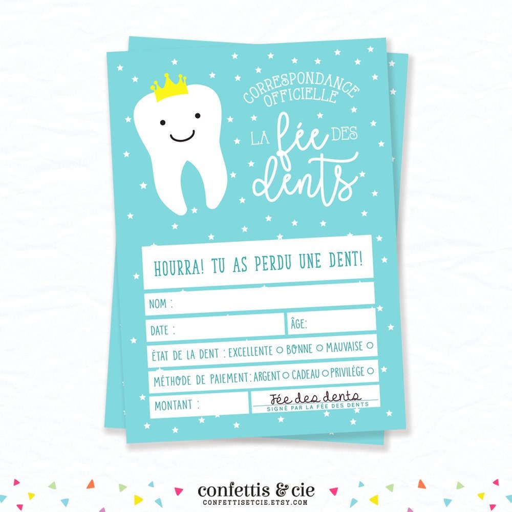 Recu De La Fee Des Dents Etsy Osterreich