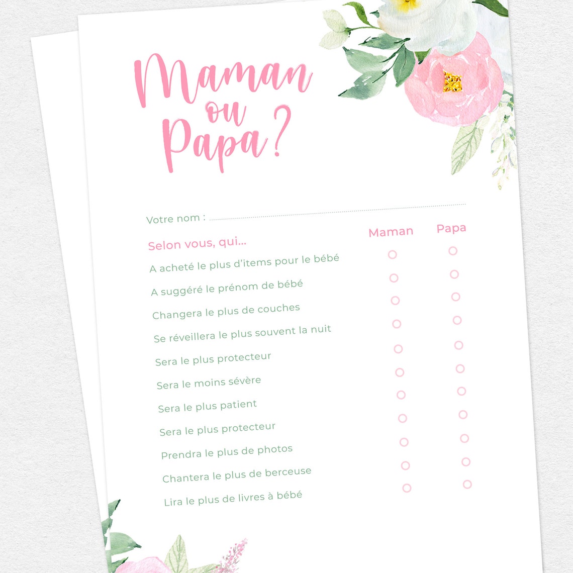 Jeux pour shower de bébé en