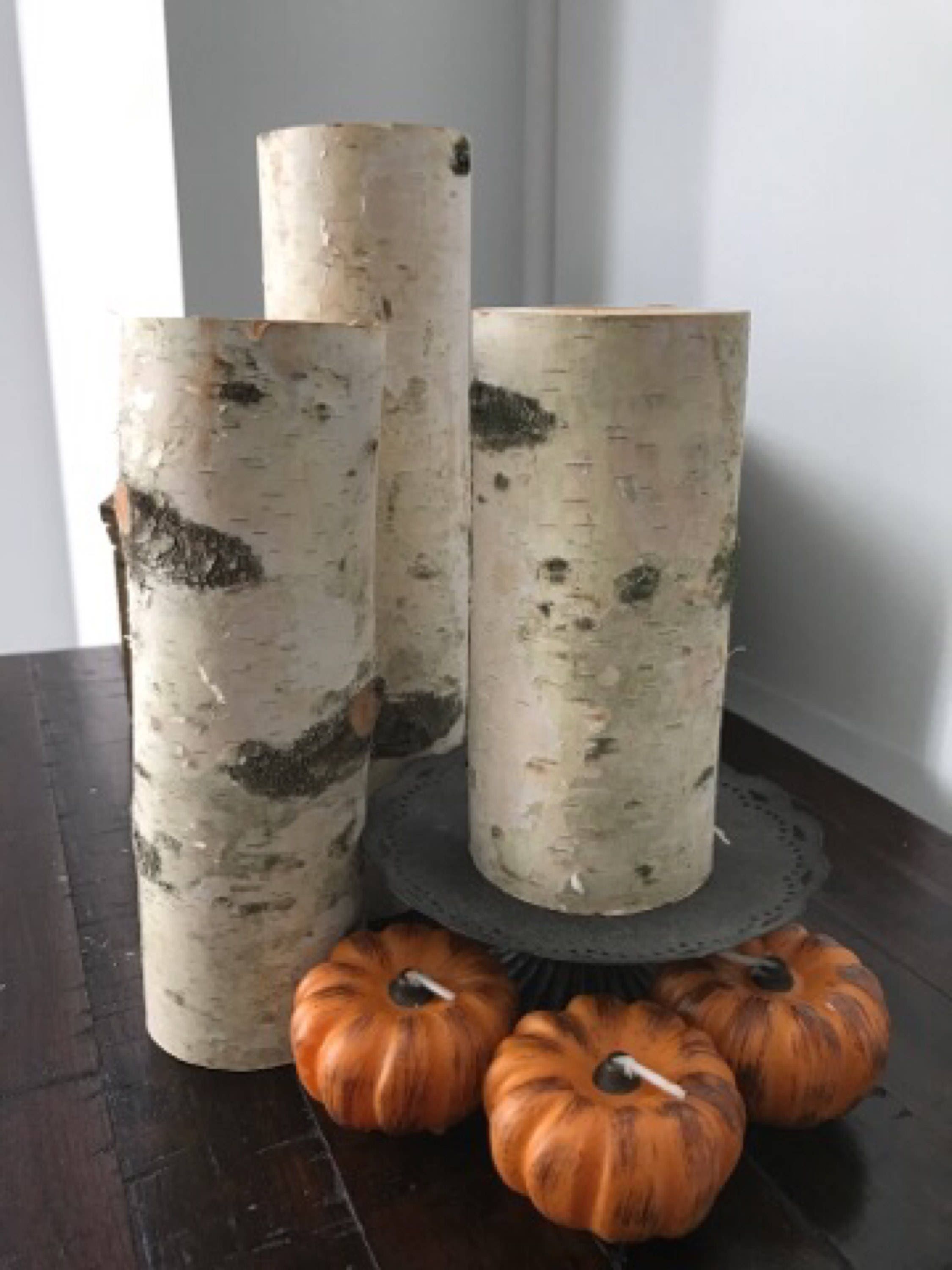 White Birch Candle Holder set of 3 Etsy