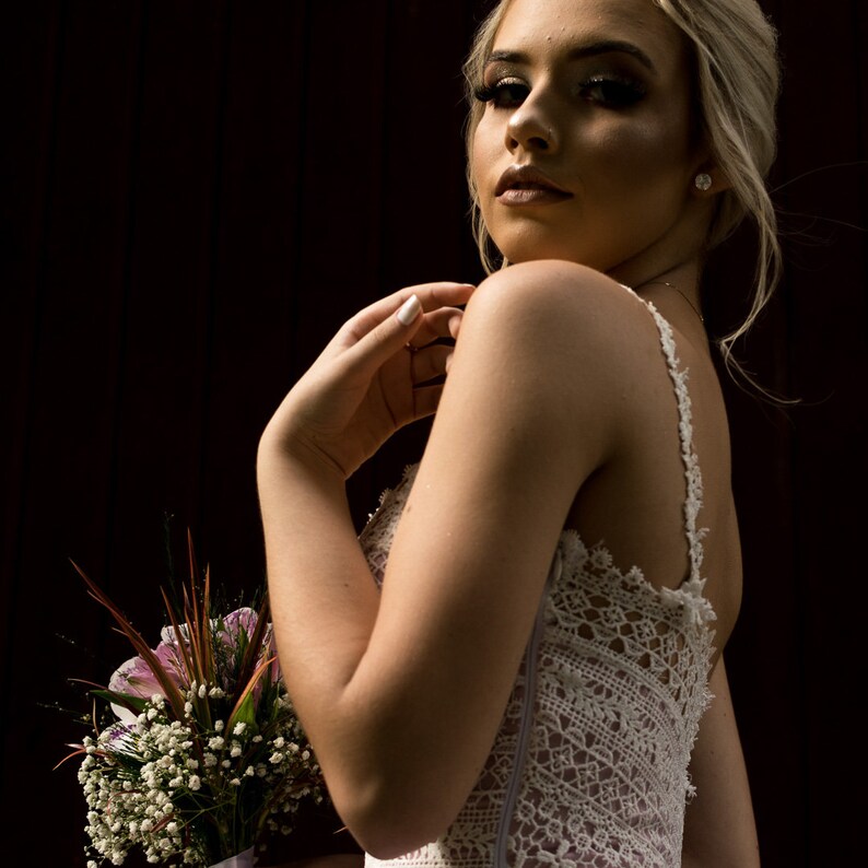 Low Back Wedding Dress Lace Wedding Dress Boho Wedding Etsy