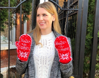 Winter is Coming Mitten Digital Pattern, Colorwork Mittens