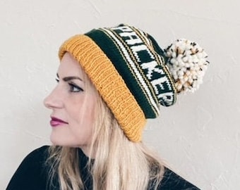Green Bay Packers Wool Beanie, Folded Brim Winter Hat