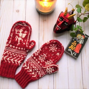 Krampus Mitten Digital Pattern, Krampus Knit Mitten Pattern, Pattern for Winter Mittens