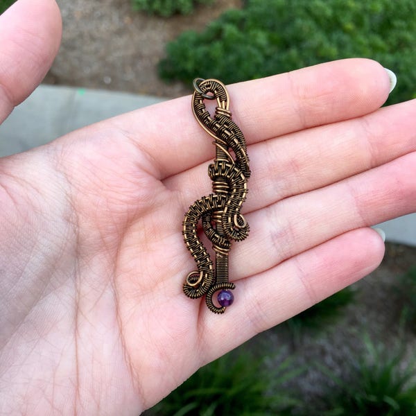 Wire Wrapped Amethyst Crystal Pendant - Healing Crystal Pendant - Crystal Necklace - Amethyst - Handmade Jewelry