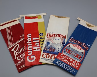 Antique Vintage NOS Janney-Marshall Co Coffee Bag Janney's Fredericksburg, VA Conestoga Coffee Lancaster, PA
