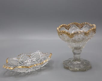 Antique Vintage EAPG Early American Period Glass Pedestal and Bowl