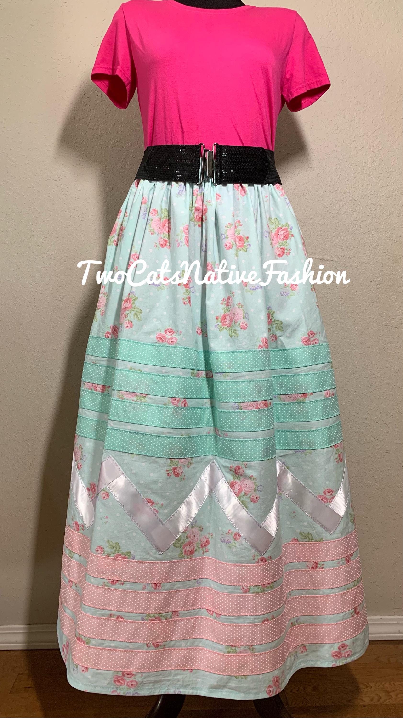 Mint Green Floral Ribbon Skirt
