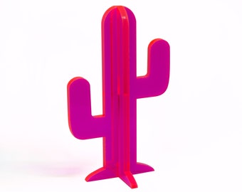 Laser cut neon acrylic cactus
