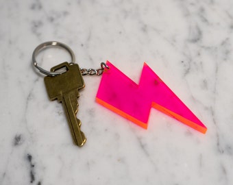 Neon Acrylic Lightning Bolt Keychain, Great Gift Idea, Fun