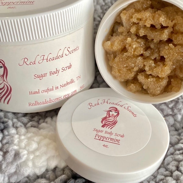 Peppermint Sugar Scrub | Sugar Body Scrub | All Natural Sugar Scrub 4-8oz.