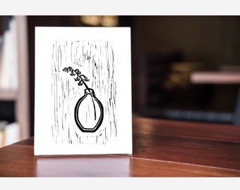 Snow drop bud vase art card by Leah - love my art