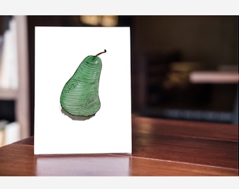 Hand painted watercolour Green Pear by Leah from Lovemyartdotcom