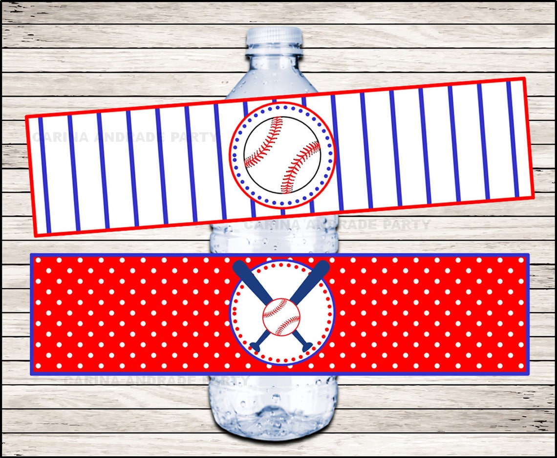 Baseball Water Bottle Label Instant Download Baseball Bottle Etsy
