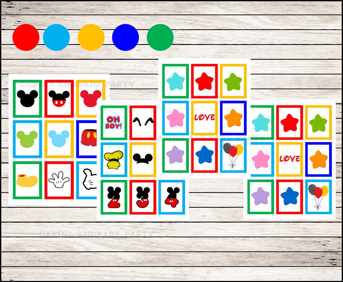 Mickey Mouse Bingo 10 cards printable Mickey Mouse Bingo | Etsy