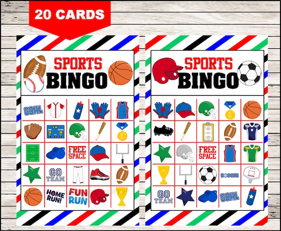 sports-bingo-20-cards-printable-sports-bingo-cards-sports-etsy