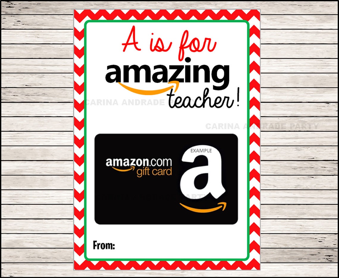 A is for Amazing Teacher Amazon Gift Card Holder Teacher Etsy España