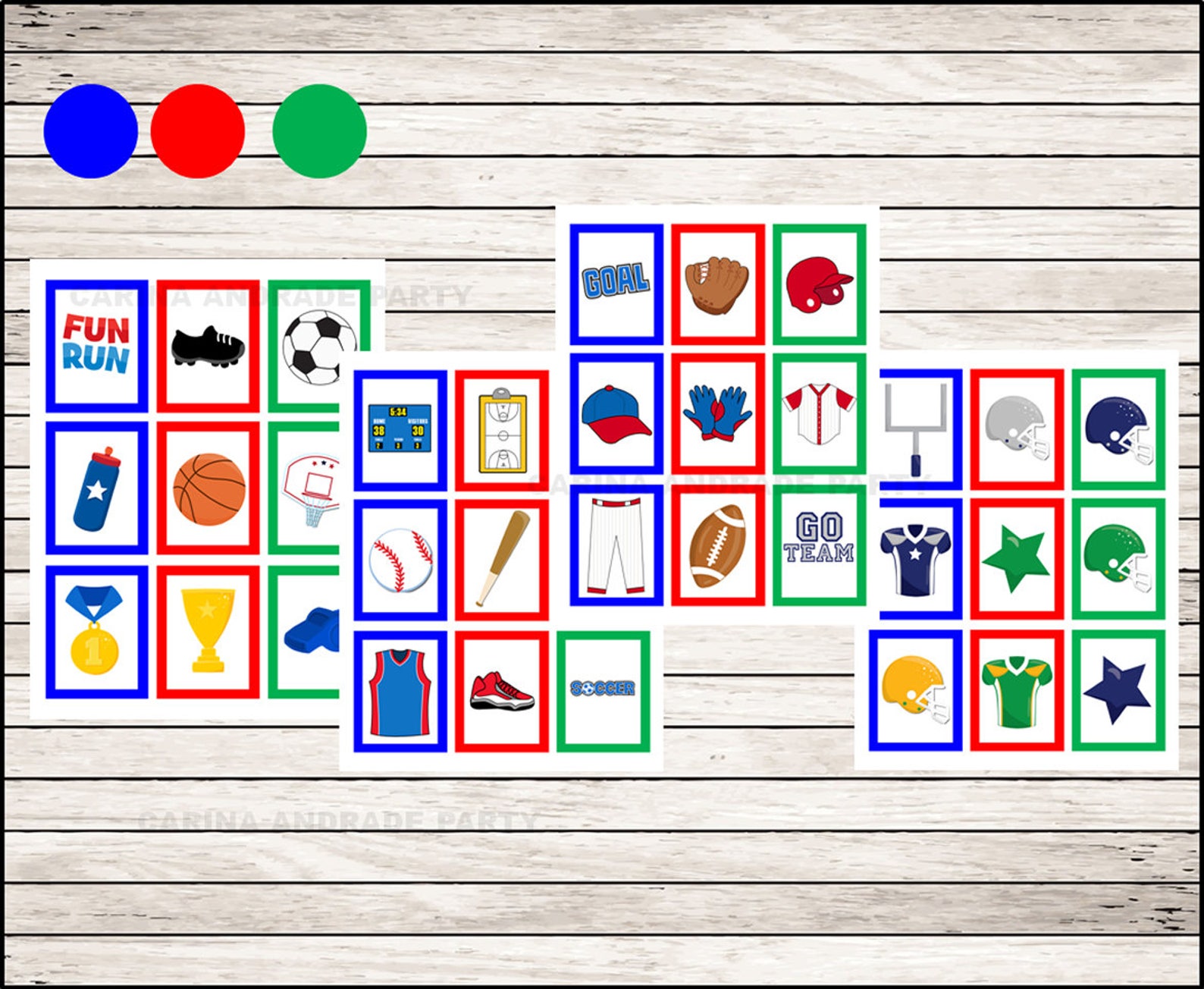 Sports Bingo 20 cards printable Sports Bingo cards Sports Etsy