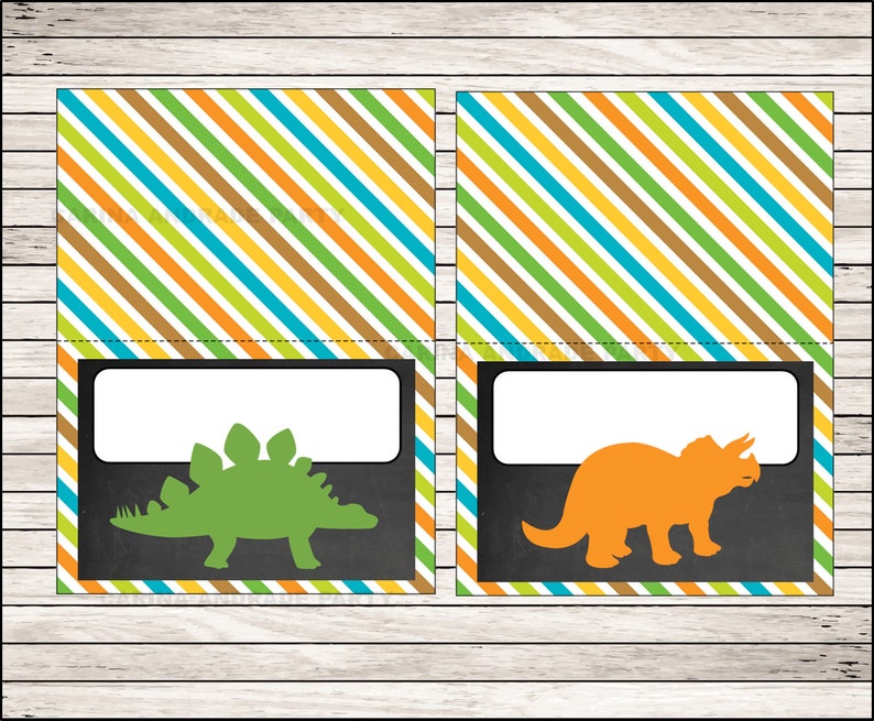 dinosaur food labels printable t rex food tent cards etsy