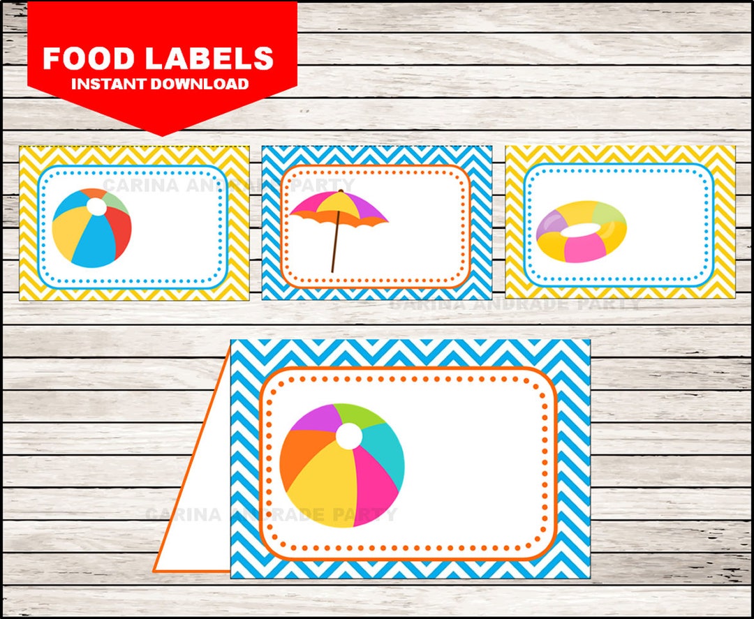 Pool Party Food Labels Instant Download, Swimming Pool Tent Cards , Summer Party Party Food Tent Cards - Etsy