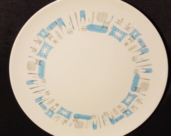 Large mid century modern serving platter with a funky abstract design