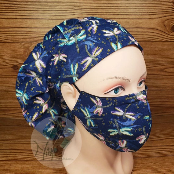 Navy Blue Dragonfly Satin Lined or Cotton Bouffant Bonnet - Etsy