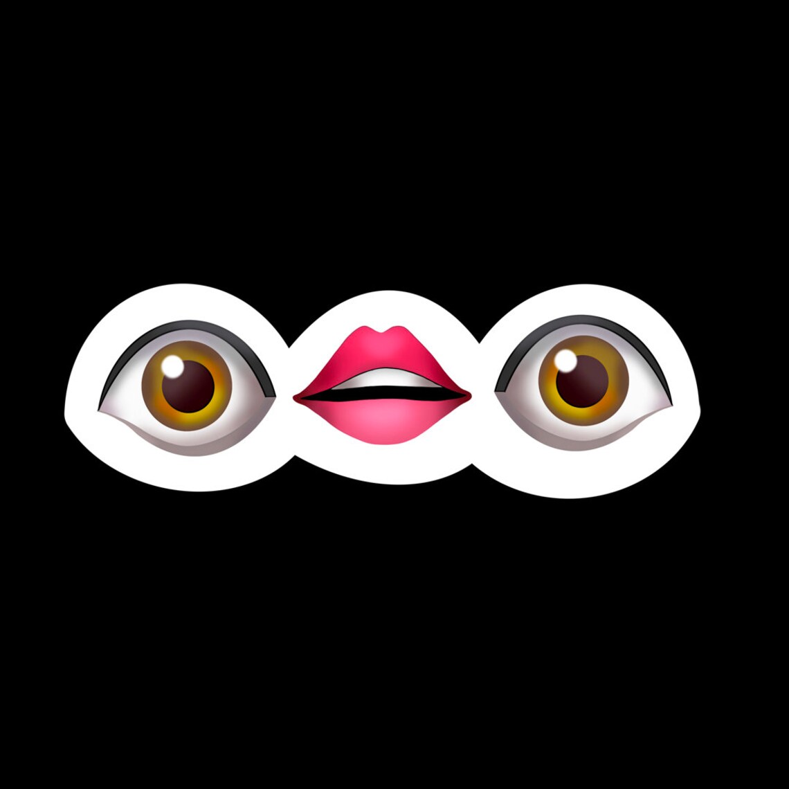 Eyes Lips Emoji Face Sticker Laptop Water Bottle Sticker Etsy