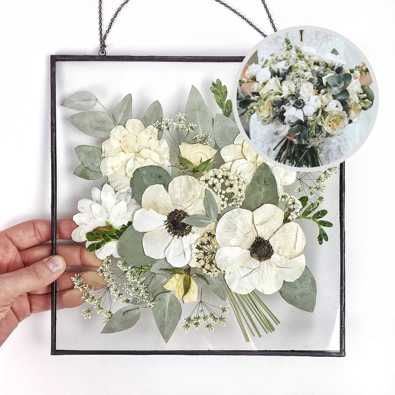 Custom Bridal Bouquet Keepsake Pressed Framed Copy of Your Etsy