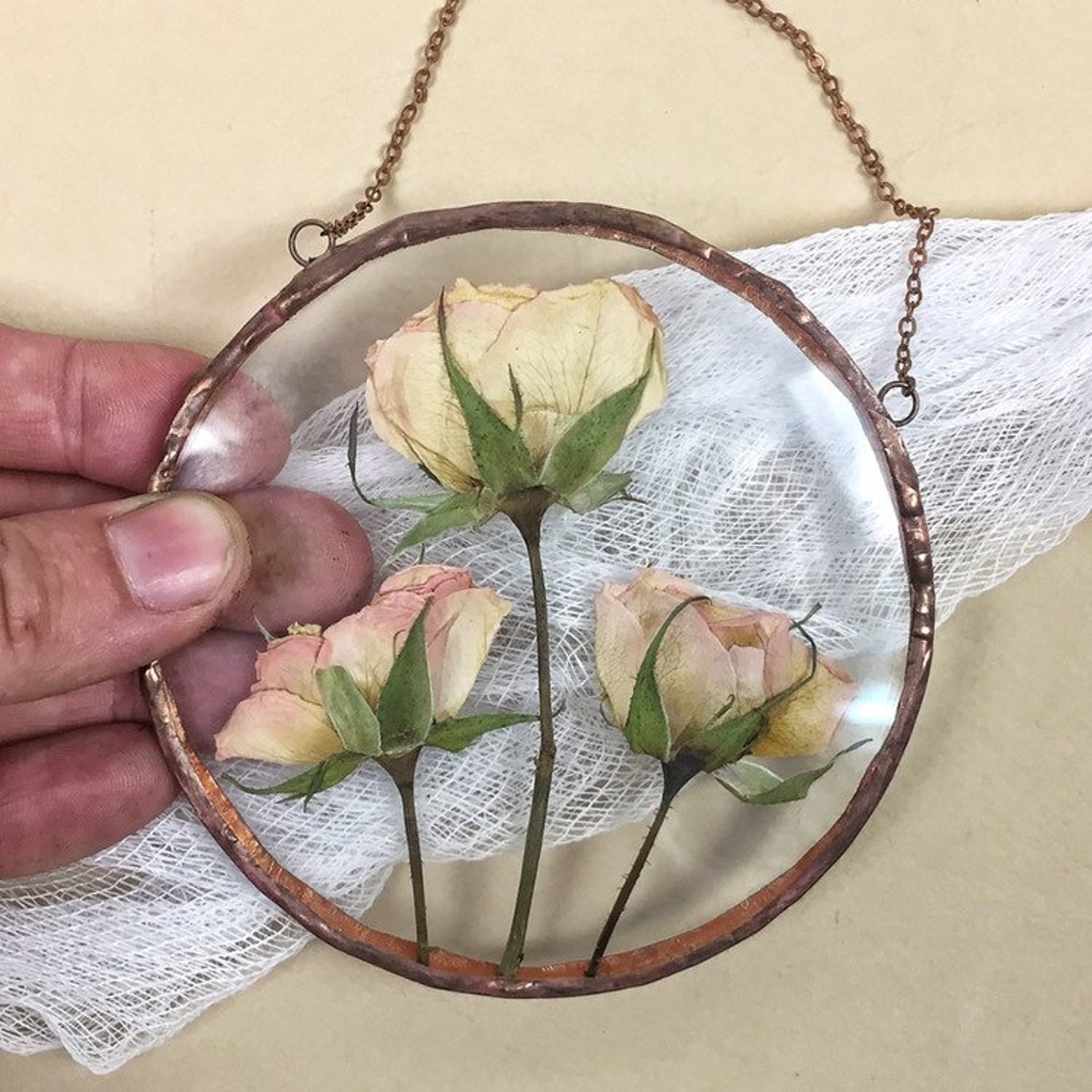 Pressed roses in floating frame Pressed flower art herbarium Etsy
